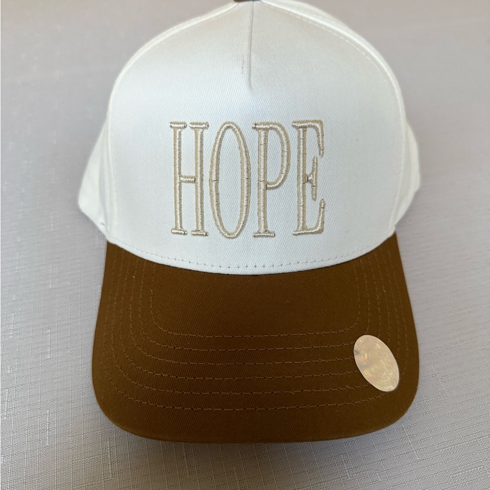 White and Brown HOPE Cap